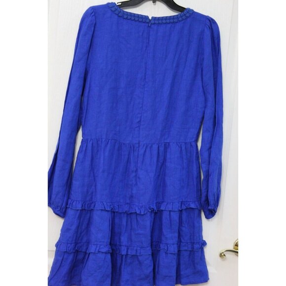 Roller Rabbit Boho Ruffle Dress Size XS Blue Linen NWT - Picture 4 of 6